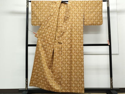 平和屋着物▽上質な紬　単衣　吉祥文　正絹　逸品　CABG2660th
