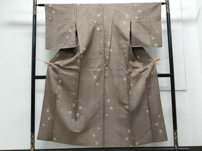平和屋着物▽上質な紬　単衣　吉祥花文　正絹　逸品　CABG2662th