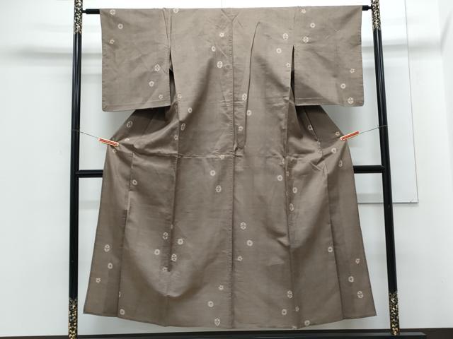 平和屋着物▽上質な紬　単衣　吉祥花文　正絹　逸品　CABG2662th
