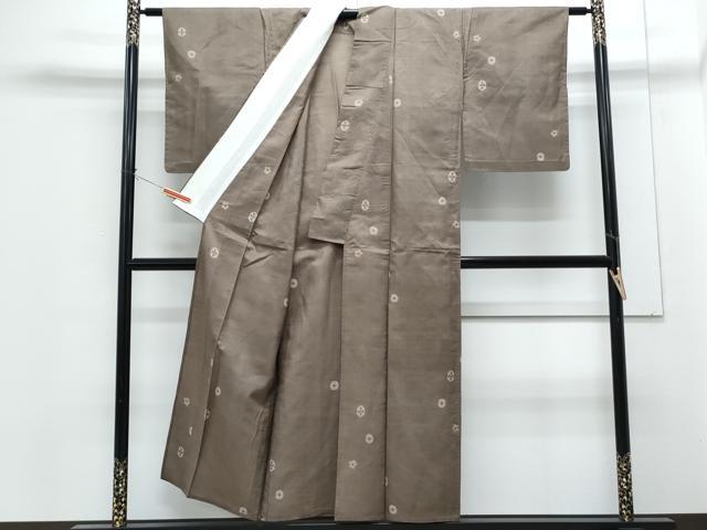 平和屋着物▽上質な紬　単衣　吉祥花文　正絹　逸品　CABG2662th
