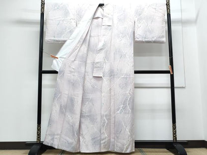 平和屋着物▽上質な小紋　単衣　枝葉文　暈し染め　正絹　逸品　CABG2665th
