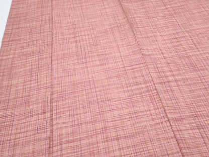 平和屋着物▽上質な紬　単衣　格子文　正絹　逸品　CABG2666th