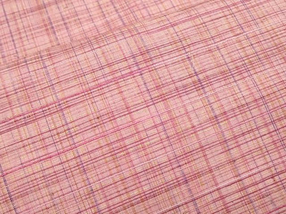 平和屋着物▽上質な紬　単衣　格子文　正絹　逸品　CABG2666th