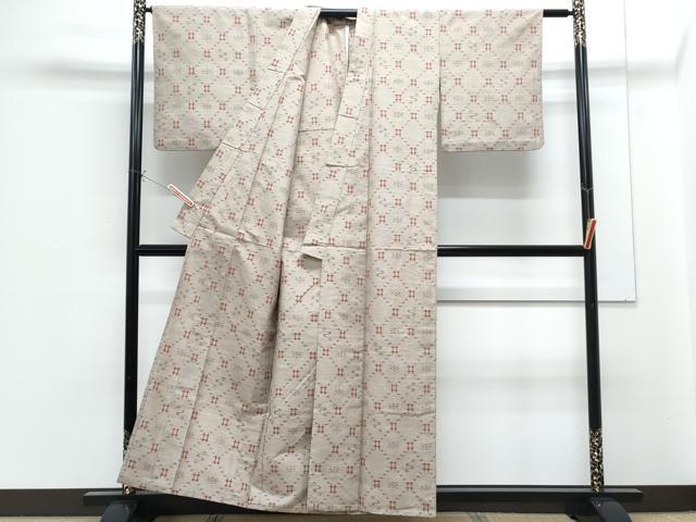 平和屋着物▽上質な紬　単衣　吉祥文　正絹　逸品　CABG2667th