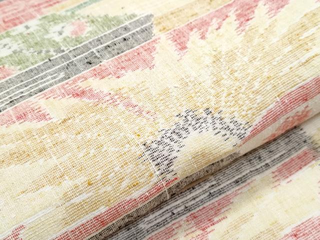 平和屋着物▽上質な紬　単衣　吉祥花文　正絹　逸品　CABG2668th