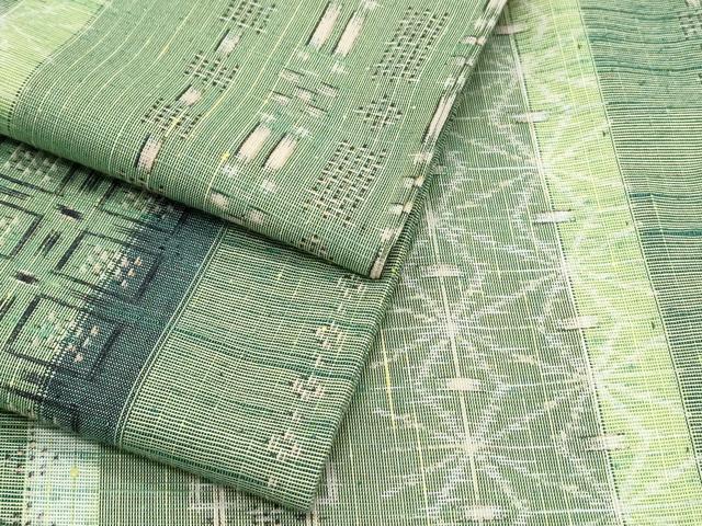 平和屋着物▽上質な紬　単衣　吉祥間道　正絹　逸品　CABG2673th