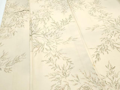 平和屋着物▽上質な小紋　単衣　枝葉文　正絹　逸品　CABG2675th