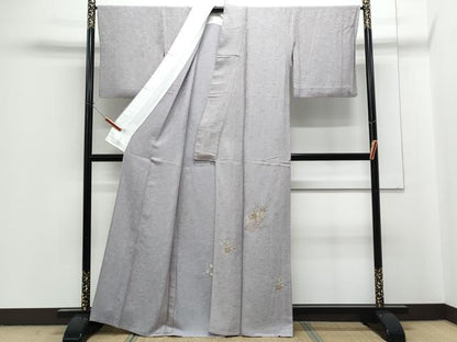 平和屋着物▽色留訪問着　単衣　総刺繍　短冊花文　正絹　逸品　CABG2676th