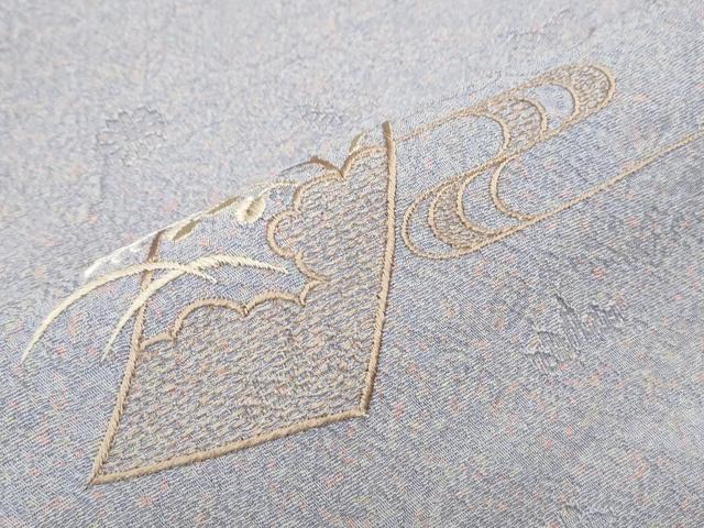 平和屋着物▽色留訪問着　単衣　総刺繍　短冊花文　正絹　逸品　CABG2676th