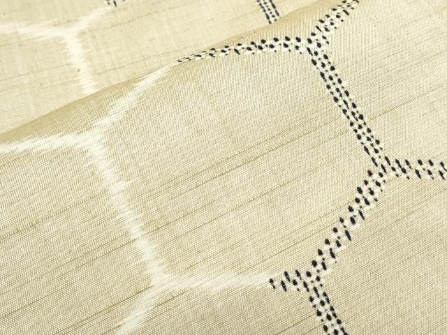 平和屋着物▽上質な紬　単衣　亀甲文様　正絹　逸品　CABG2678th