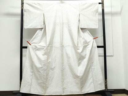 平和屋着物▽上質な紬　単衣　菱吉祥文　正絹　逸品　CABG2681th