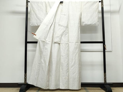 平和屋着物▽上質な紬　単衣　菱吉祥文　正絹　逸品　CABG2681th