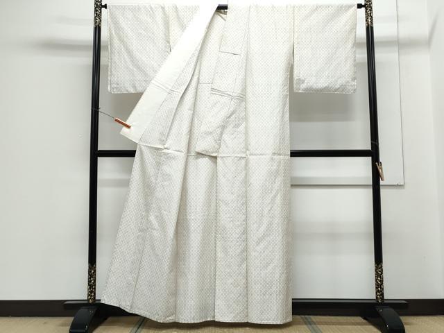 平和屋着物▽上質な紬　単衣　菱吉祥文　正絹　逸品　CABG2681th