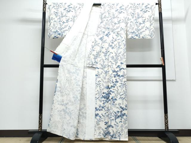 平和屋着物▽訪問着　単衣　草花文　正絹　逸品　CABG2682th