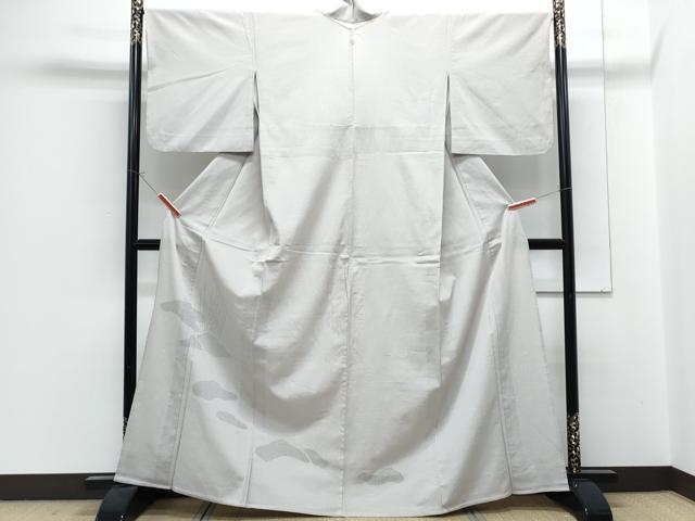 平和屋着物▽本塩沢　訪問着　単衣　雲取り草花文　正絹　逸品　CABG2683th