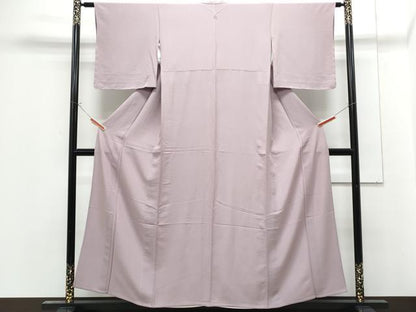 平和屋着物▽上質な色無地　単衣　紅藤色　正絹　逸品　CABG2686th