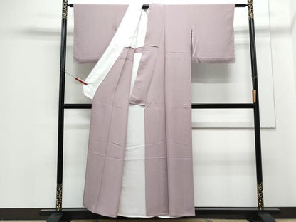平和屋着物▽上質な色無地　単衣　紅藤色　正絹　逸品　CABG2686th
