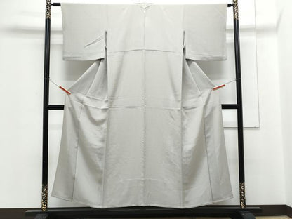 平和屋着物▽上質な色無地　単衣　絹鼠色　正絹　逸品　CABG2687th