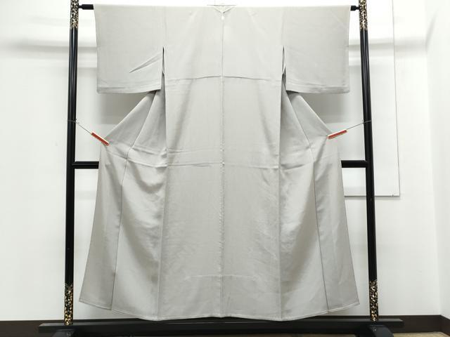 平和屋着物▽上質な色無地　単衣　絹鼠色　正絹　逸品　CABG2687th