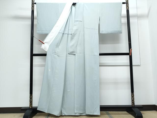 平和屋着物▽上質な色無地　単衣　作家物　青磁鼠色　正絹　逸品　CABG2688th