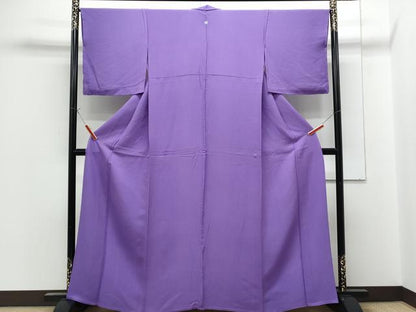 平和屋着物▽上質な色無地　単衣　江戸紫色　正絹　逸品　CABG2690th