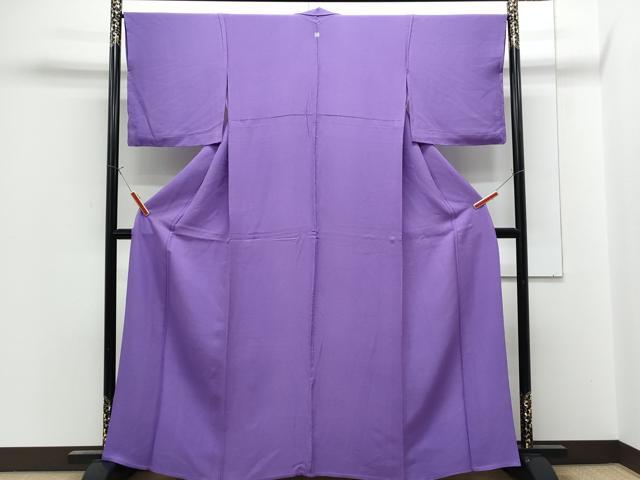 平和屋着物▽上質な色無地　単衣　江戸紫色　正絹　逸品　CABG2690th