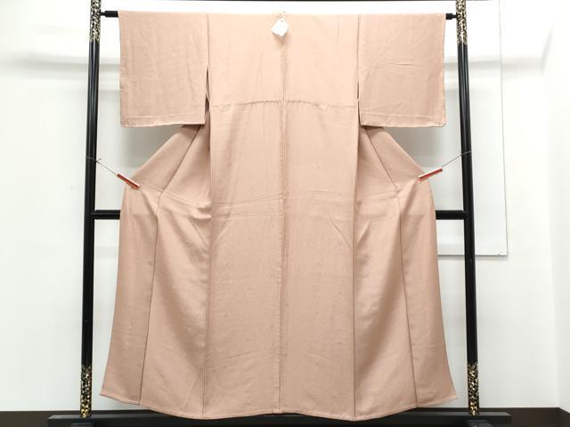 平和屋着物▽上質な色無地　単衣　舞花地紋　ときがら茶色　正絹　逸品　CABG2691th