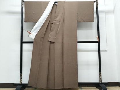 平和屋着物▽上質な色無地　単衣　憲法茶色　正絹　逸品　CABG2693th