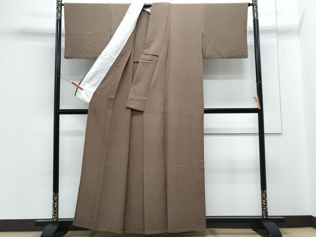 平和屋着物▽上質な色無地　単衣　憲法茶色　正絹　逸品　CABG2693th