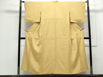 平和屋着物▽上質な色無地　単衣　芥子色　正絹　逸品　CABG2695th