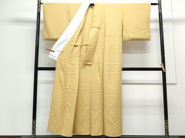 平和屋着物▽上質な色無地　単衣　芥子色　正絹　逸品　CABG2695th