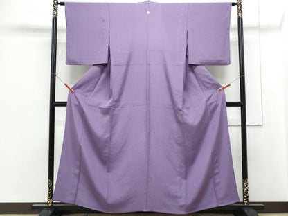 平和屋着物▽上質な色無地　単衣　竜胆色　正絹　逸品　CABG2697th