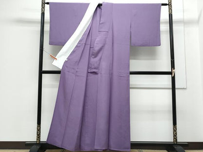 平和屋着物▽上質な色無地　単衣　竜胆色　正絹　逸品　CABG2697th