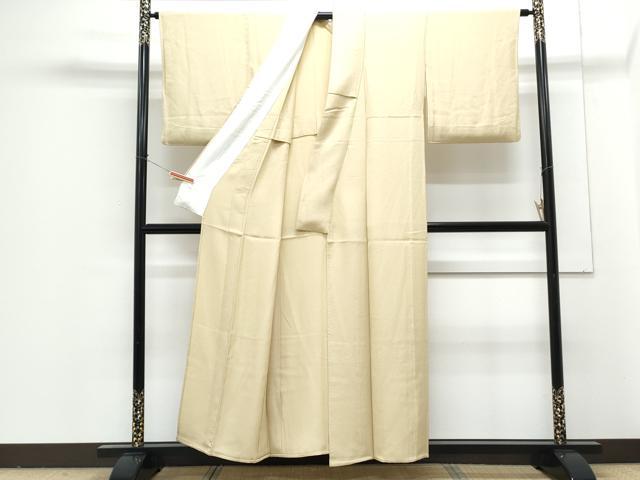 平和屋着物▽上質な色無地　単衣　草葉地紋　砥粉色　正絹　逸品　CABG2698th