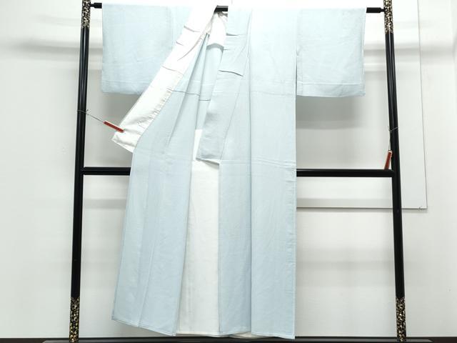 平和屋着物▽ろう彩工芸　奥村一心　色無地　単衣　白藍色　正絹　逸品　CABG2701th