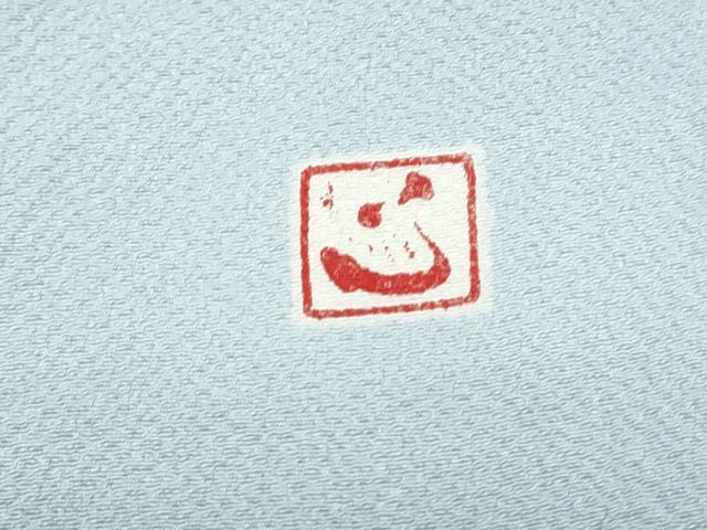 平和屋着物▽ろう彩工芸　奥村一心　色無地　単衣　白藍色　正絹　逸品　CABG2701th