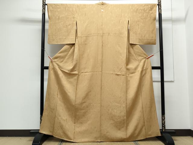 平和屋着物▽上質な色無地　単衣　樹林地紋　桑染色　正絹　逸品　CABG2702th