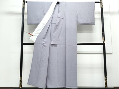 平和屋着物▽上質な色無地　単衣　藤鼠色　正絹　逸品　CABG2704th