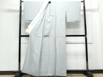 平和屋着物▽上質な色無地　単衣　水色　正絹　逸品　CABG2706th
