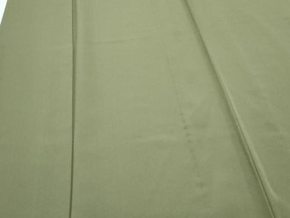 平和屋着物▽上質な色無地　単衣　松葉色　正絹　逸品　CABG2708th