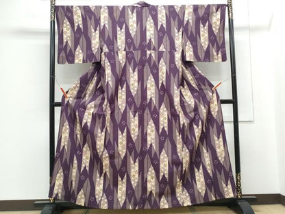 平和屋着物▽小紋　単衣　矢羽根花文　洗える着物　CABG2710th