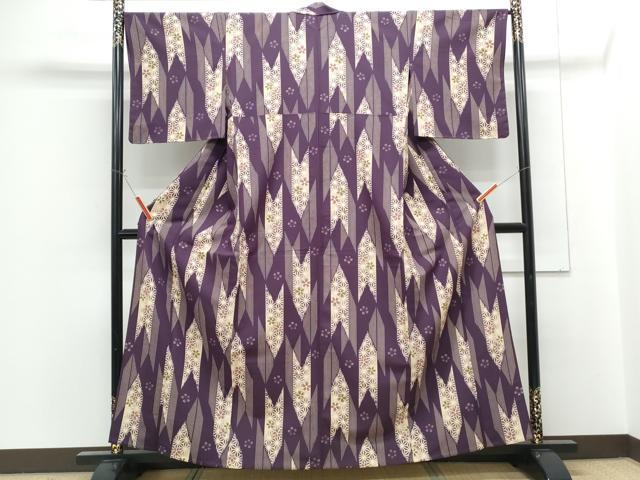 平和屋着物▽小紋　単衣　矢羽根花文　洗える着物　CABG2710th