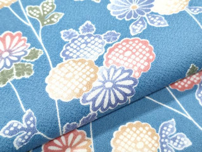 平和屋着物▽小紋　単衣　型染め　草花文　洗える着物　CABG2712th