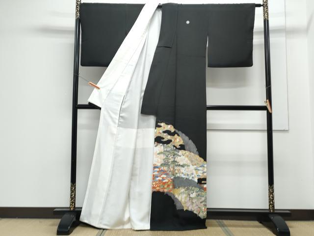 平和屋着物■豪華黒留袖　雪輪草花文　金彩　正絹　逸品　CABG2718th