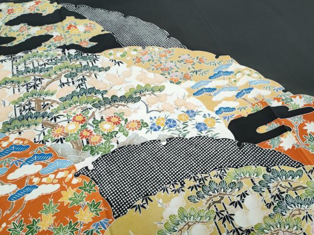 平和屋着物■豪華黒留袖　雪輪草花文　金彩　正絹　逸品　CABG2718th