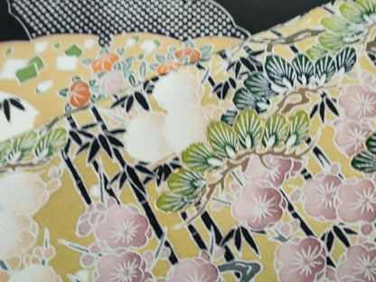 平和屋着物■豪華黒留袖　雪輪草花文　金彩　正絹　逸品　CABG2718th