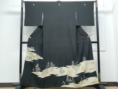 平和屋着物■豪華黒留袖　風景文　金銀彩　正絹　逸品　CABG2721th