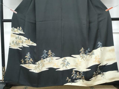 平和屋着物■豪華黒留袖　風景文　金銀彩　正絹　逸品　CABG2721th