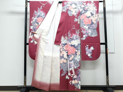 平和屋着物■豪華振袖　花筏文　暈し染め　銀彩　正絹　逸品　CABG2724th