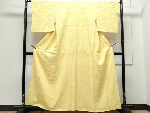 平和屋着物■上質な色無地　流水地紋　淡黄色　正絹　逸品　CABG2726th